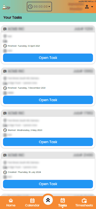 My Tasks (client details blurred)